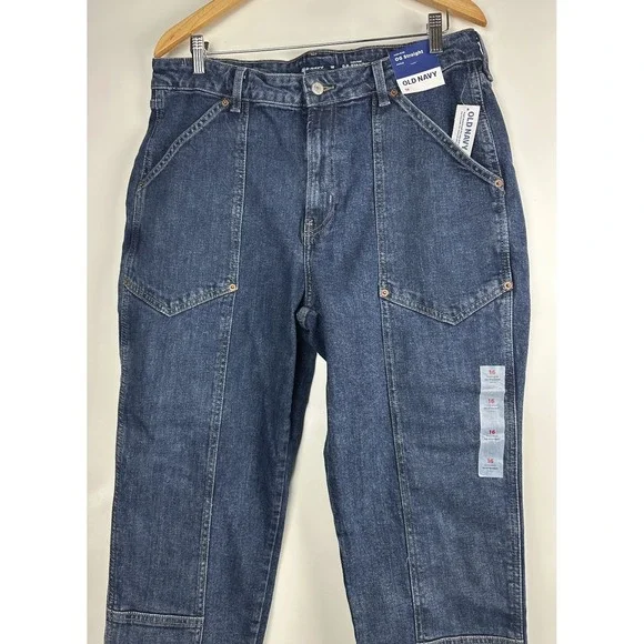 NWT Old Navy High-Waisted OG Straight Utility Jeans Blue Denim Plus Size 16 - Picture 3 of 12